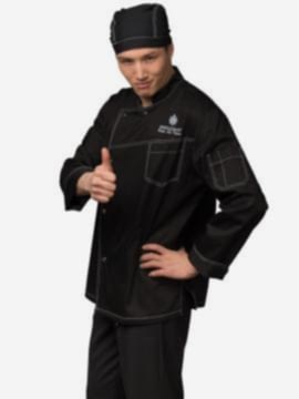 Костюм повара мужской: китель модель КП-11-10, брюки модель БРМ-1-1, бандана модель ГУ-32