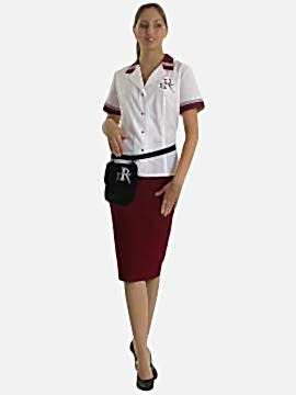 Костюм женский официанта: блуза Б-4-2-1, юбка Ю-9, сумка С-3