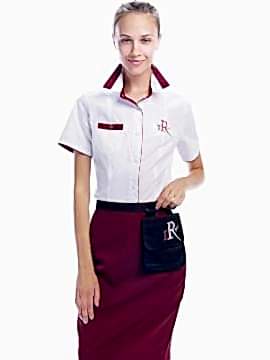 Костюм женский официанта: блуза Б-16-8, юбка Ю-9 и сумка С-3