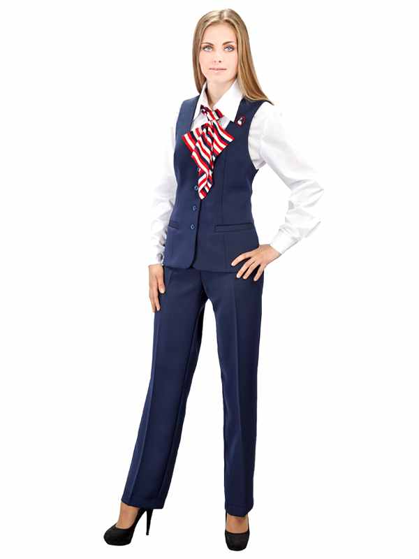 Костюм женский администратора: жилет на подкладе Ж-8-7, брюки БРЖ-3, блуза Б-16, французская косынка КС-2
